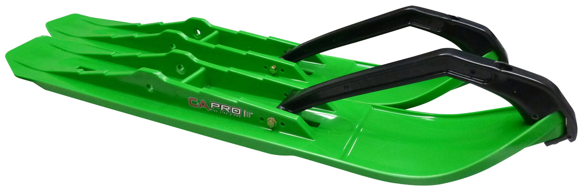 Green XCS Snowmobile Skis with 6" Shaper Bars Complete Kit A383