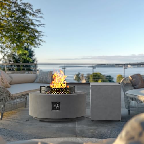 32 Inch 3-Piece Propane Fire Pit Table 65,000 BTU with Tank Side Table and Baking Sheet D828