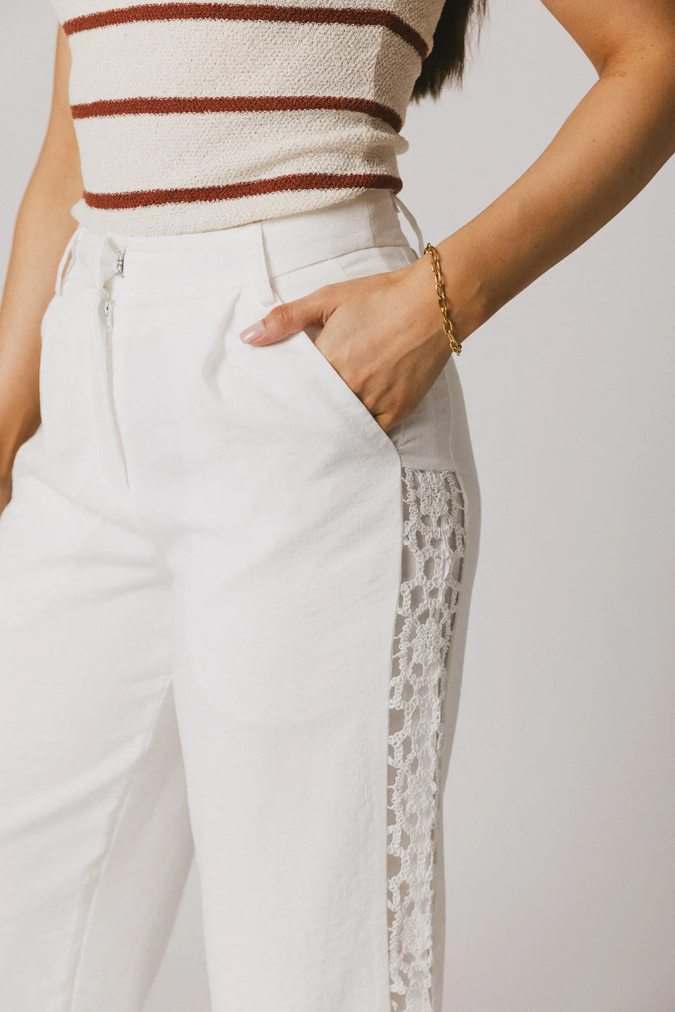 White Crochet Pants E501761