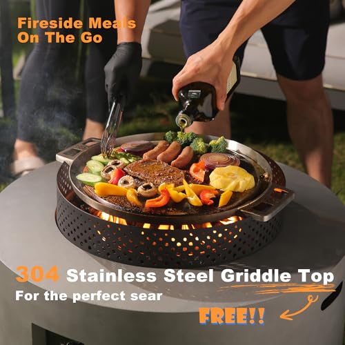32 Inch 3-Piece Propane Fire Pit Table 65,000 BTU with Tank Side Table and Baking Sheet D828