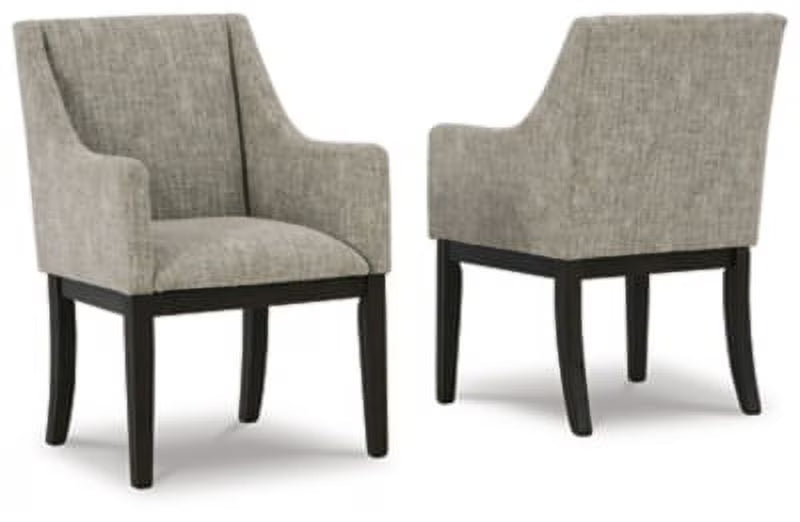 Gray & Dark Brown Upholstered Arm Chair, Set of 2 B435475