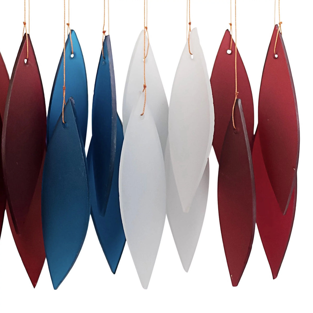 Glass Wind Chime Red White and Blue D225