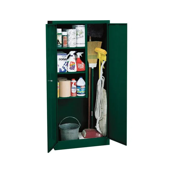 Welded Steel Janitorial Cabinet, 30inch W x 15inch D x 66Inch H, Dark Green I931560