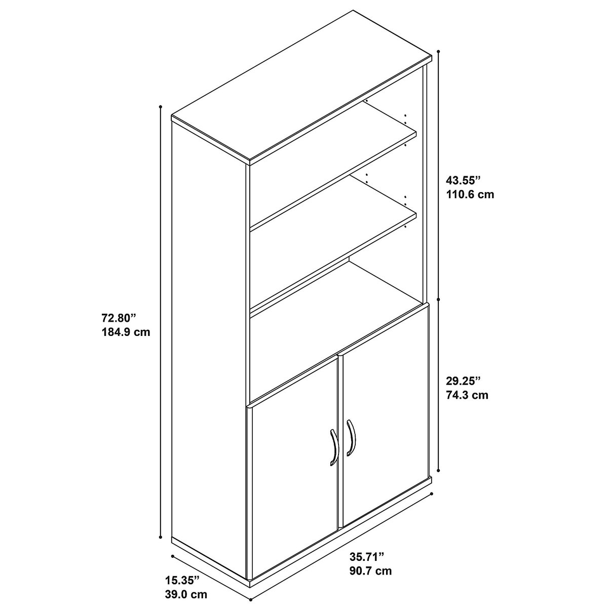 5 Shelf Bookcase with Doors T741