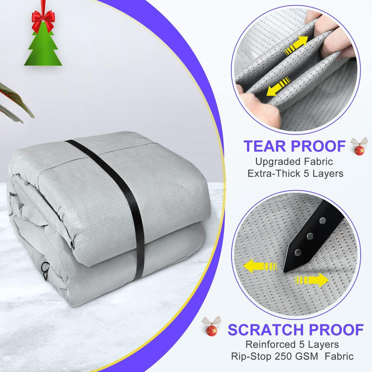 250 GSM 5 Layers Travel Trailer RV Cover for 24.1'-26' RV with 4 Tire Covers M1583