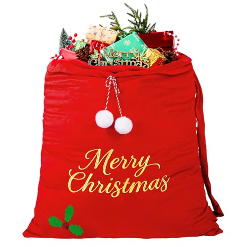Large Velvet Christmas Santa Bags with Drawstring H479