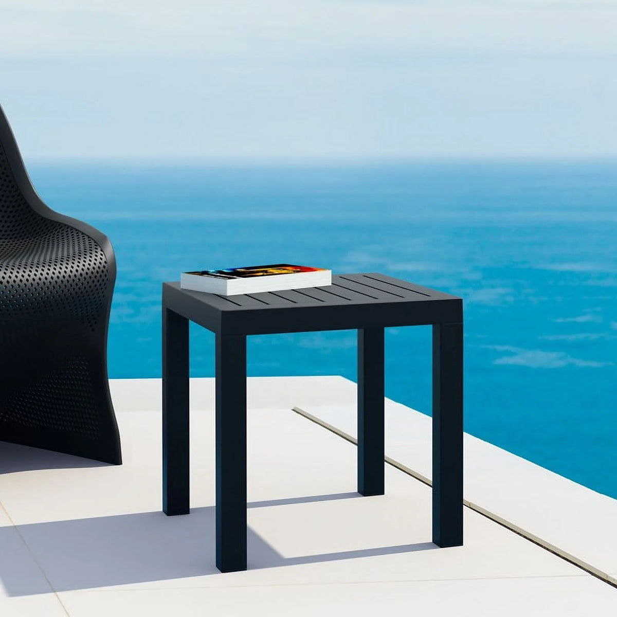 Black 2 Piece Resin Patio Side Table Set D142579
