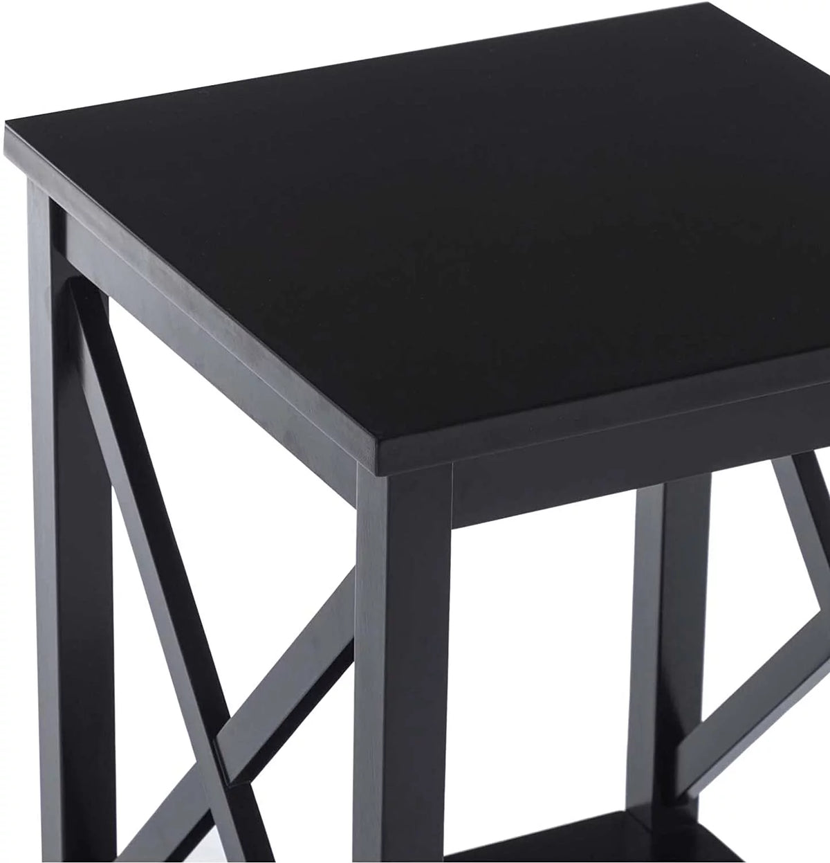 Black 2-Tier Wood End Table with Storage K2865
