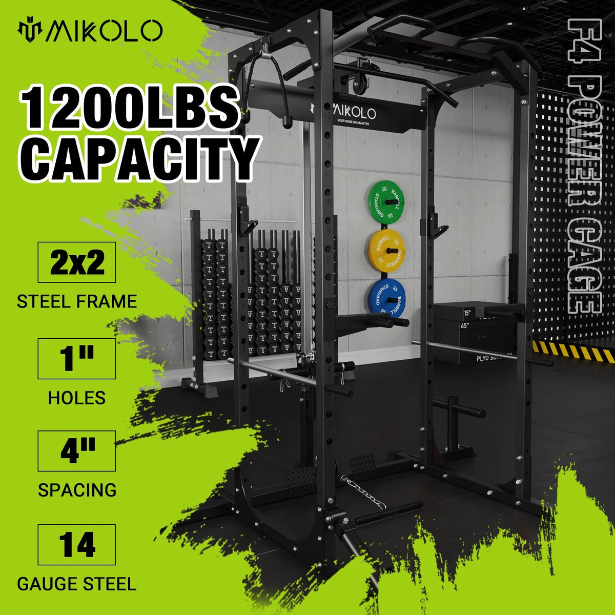 1200LBS Capacity Power Rack with LAT Pulldown System P7604