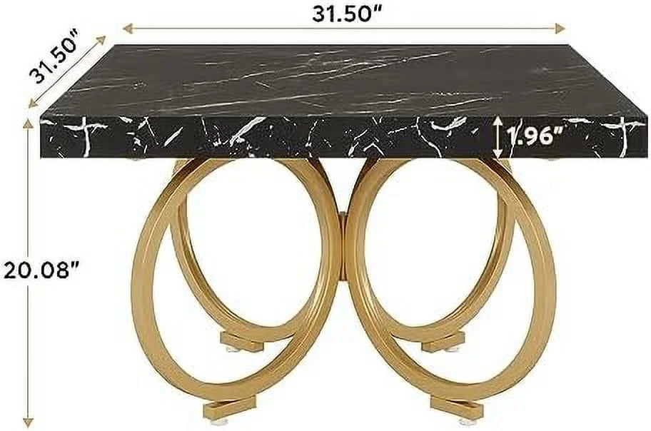Black Square Coffee Table with Gold Geometric Frame I492770