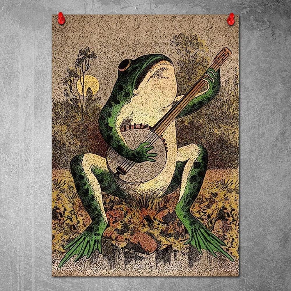 Banjo Frog Art Poster Canvas Painting Wall Art Picture Z4522