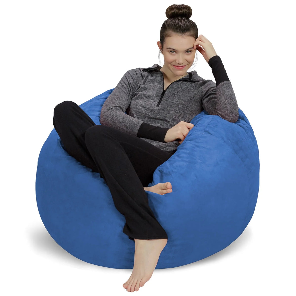 Memory Foam Bean Bag Chair with Microsuede Cover, 3 ft, Royal Blue N3929