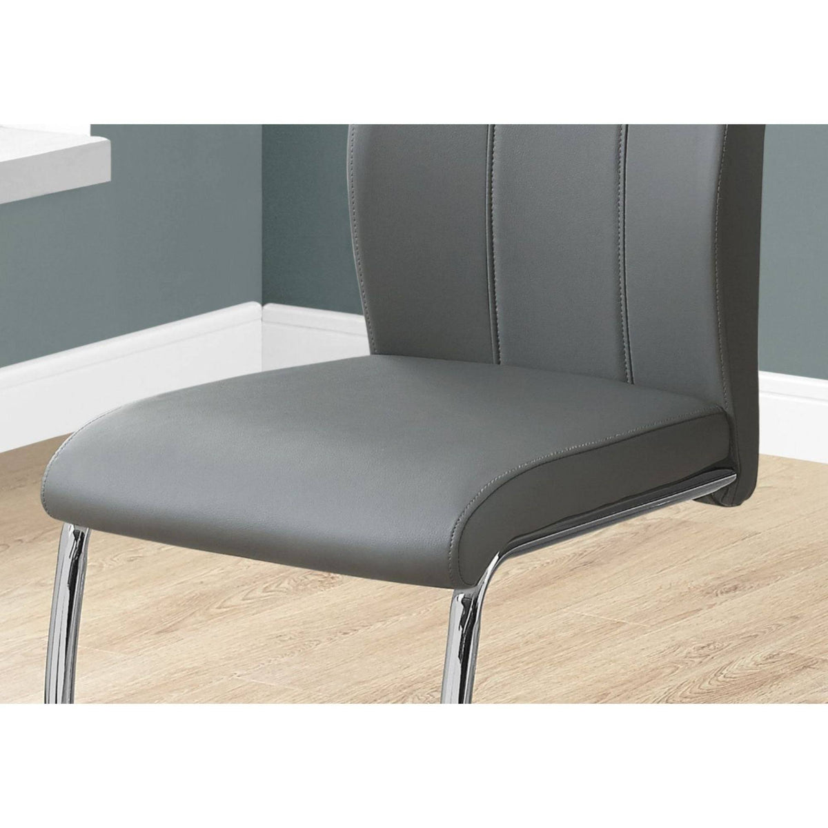 2 Piece Dining Chair Black Leather-Look Chrome Z57602