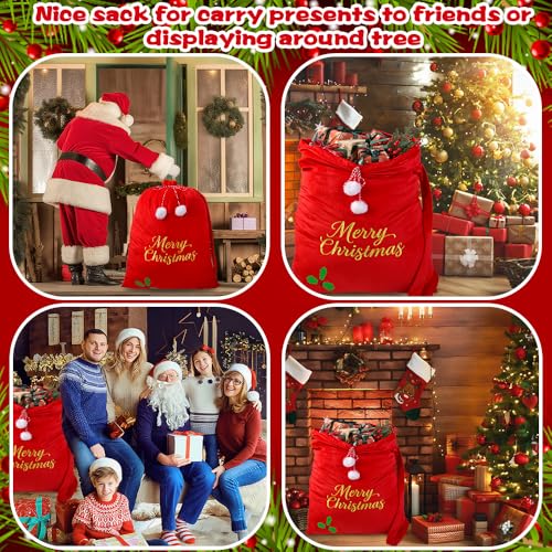 Large Velvet Christmas Santa Bags with Drawstring H479