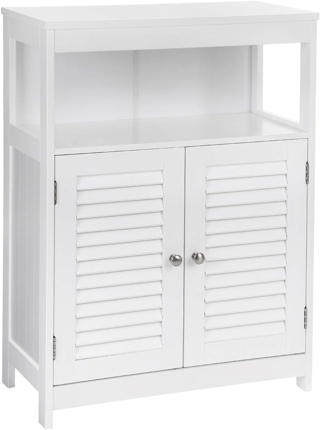 White Bathroom Storage Floor Cabinet with Double Shutter Door L610