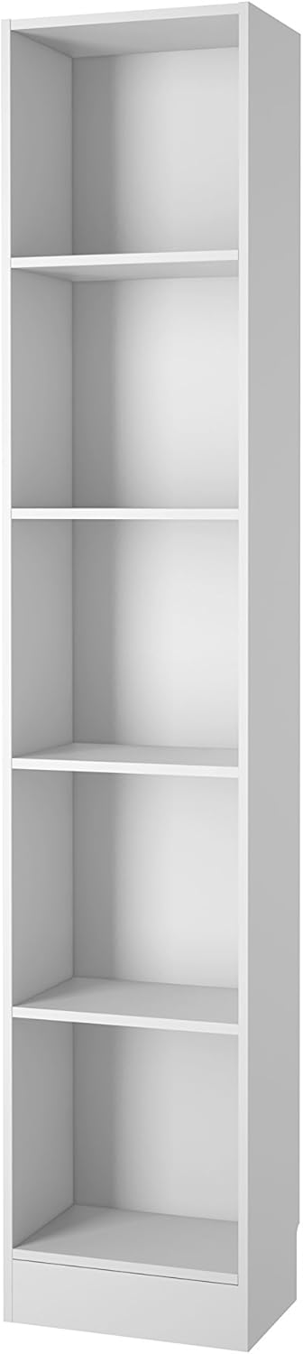 White 5 Shelf Narrow Bookcase B1339
