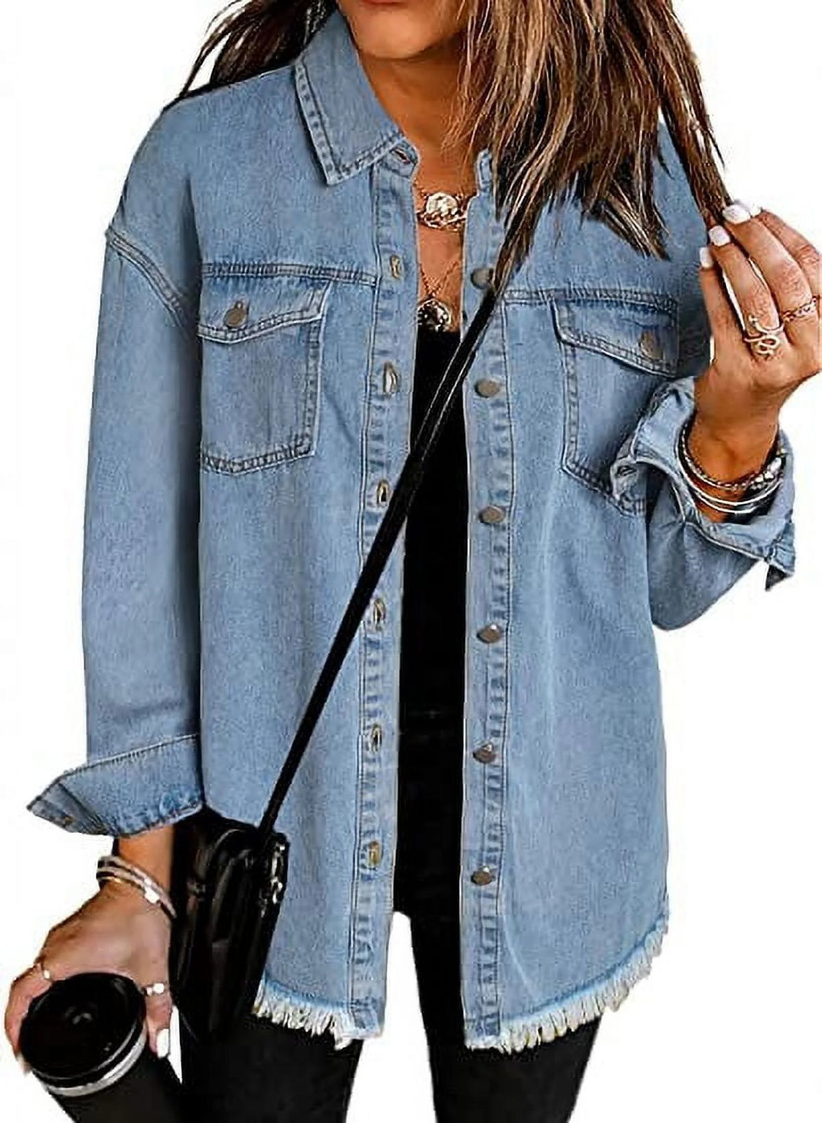 Sky Blue Long Sleeve Loose Denim Jacket L851