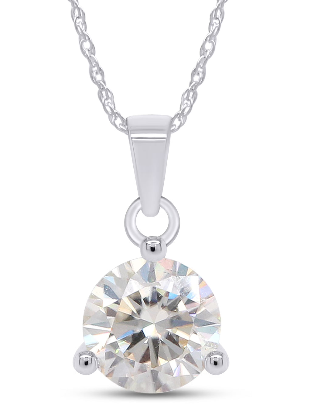 2CT Moissanite Pendant Necklace 18K White Gold Plated Silver D Color Ideal Cut R577