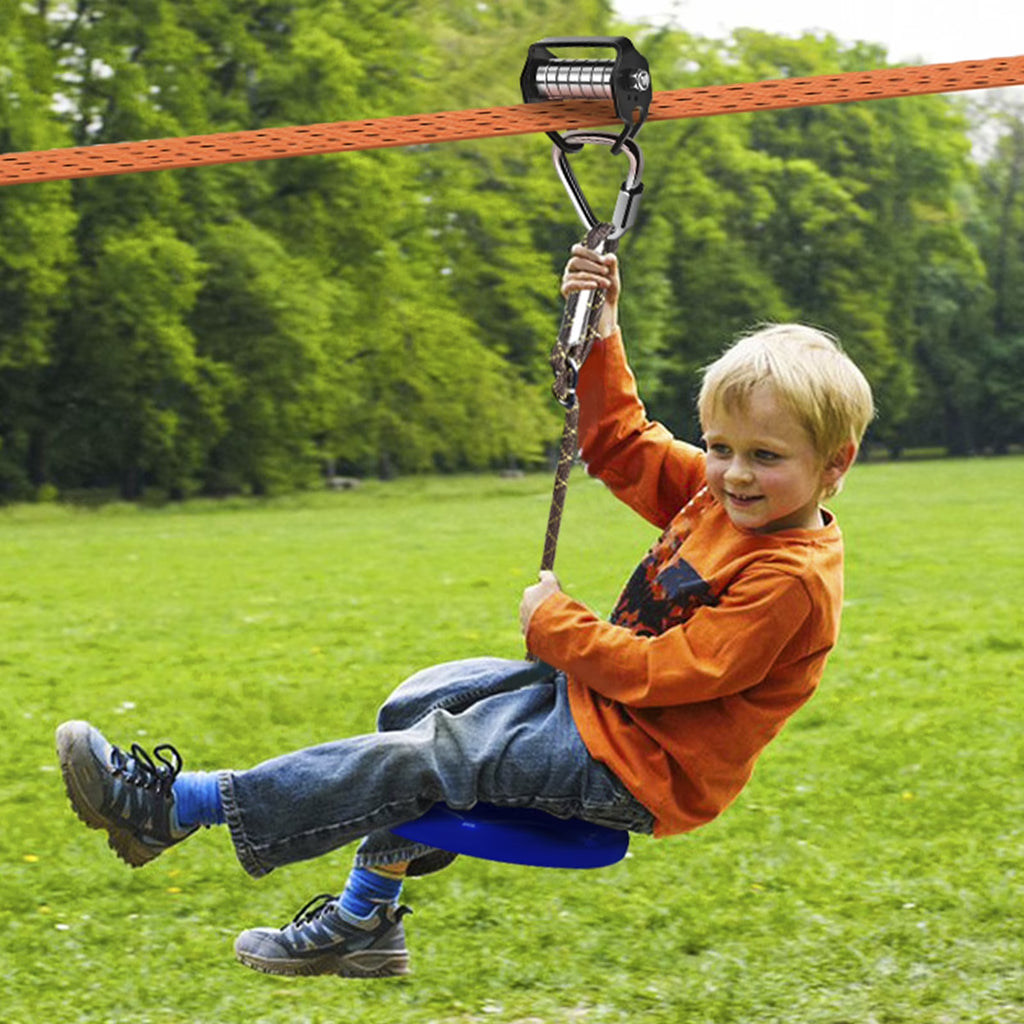 Zip Lines for Kids Outdoor Toys - Pulley Kits with 65 Ft Slackline, Maximum Load 330lb M546