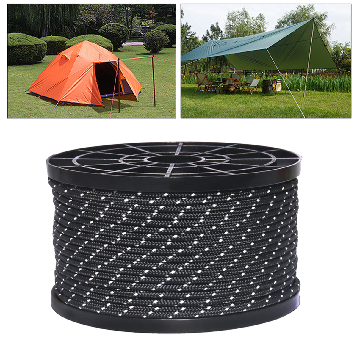 Black 3mm Nylon Reflective Guyline Tent Accessories J599