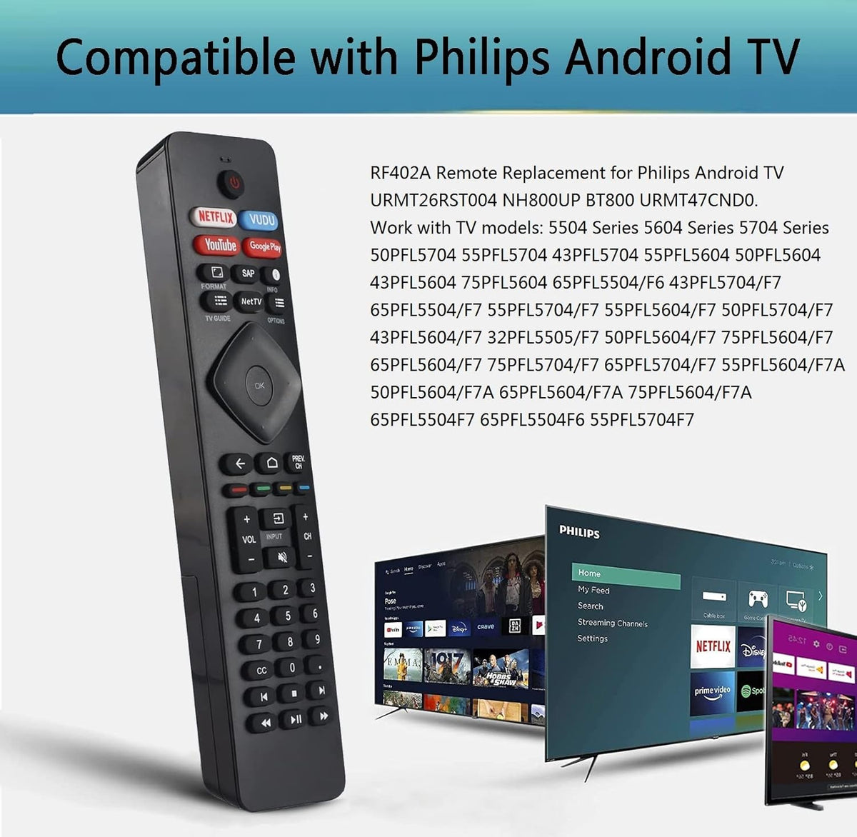 Universal Remote Replacement for Android Smart TV U622