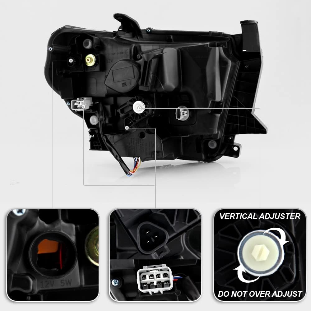 Smoked Chrome Housing LED Headlight Assembly Driver Side V67319
