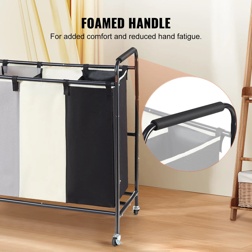 3-Section Rolling Laundry Sorter Cart with Wheels T790