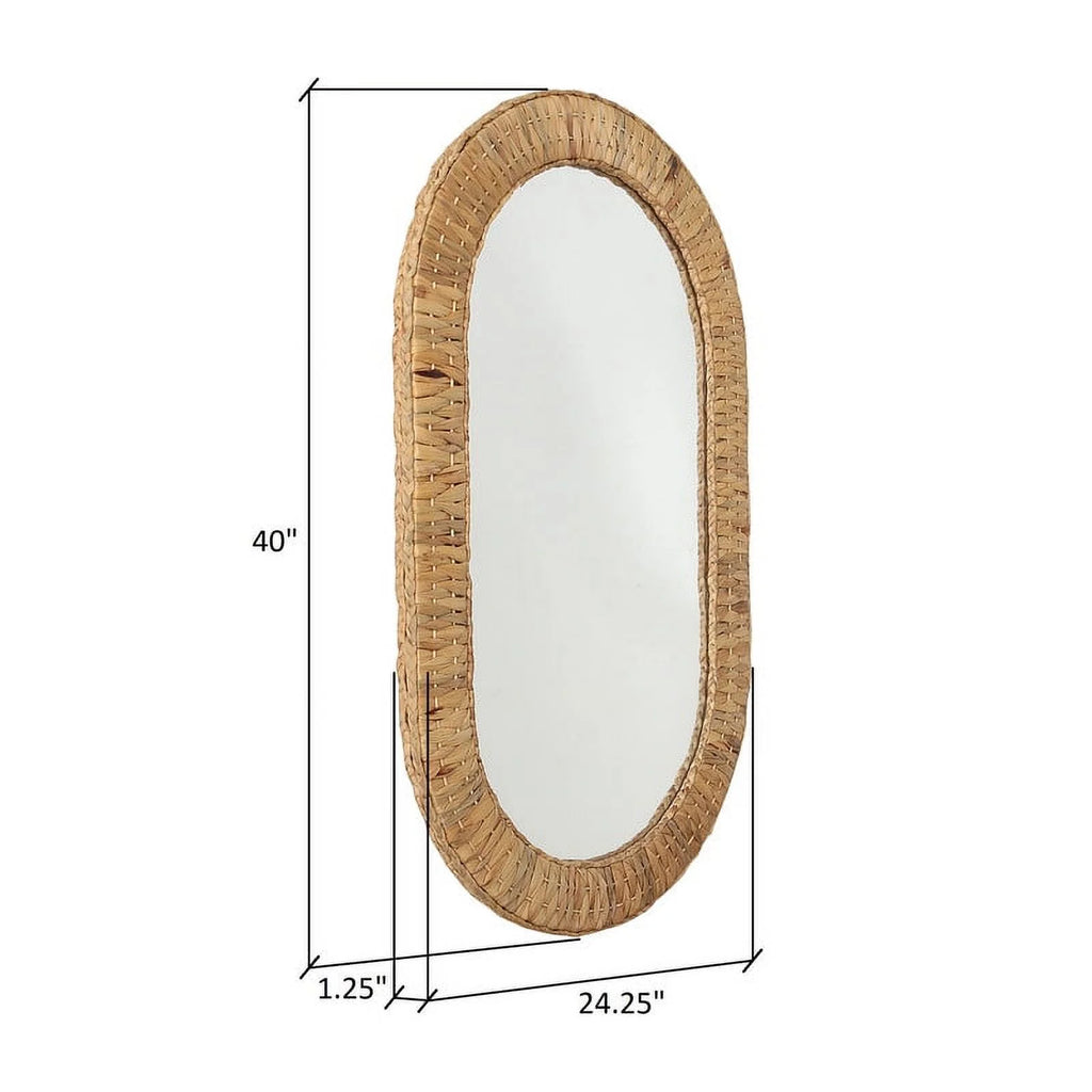Oval Rattan Woven Wall Mirror U970739