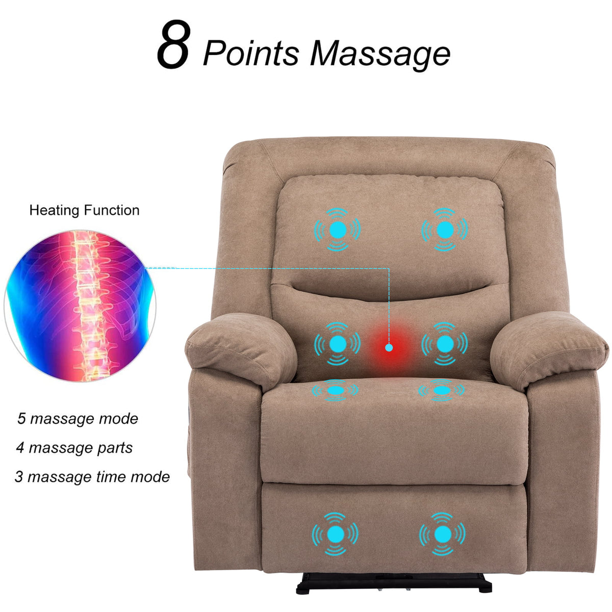 Fabric Electric Recliner Chair with USB Charge Port E392