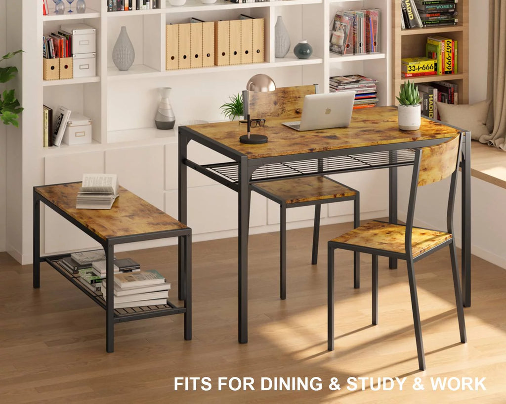 4 Piece Dining Table with 2 Chairs and Bench G53881