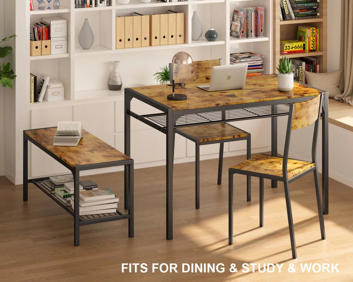 4 Piece Dining Table with 2 Chairs and Bench G53881