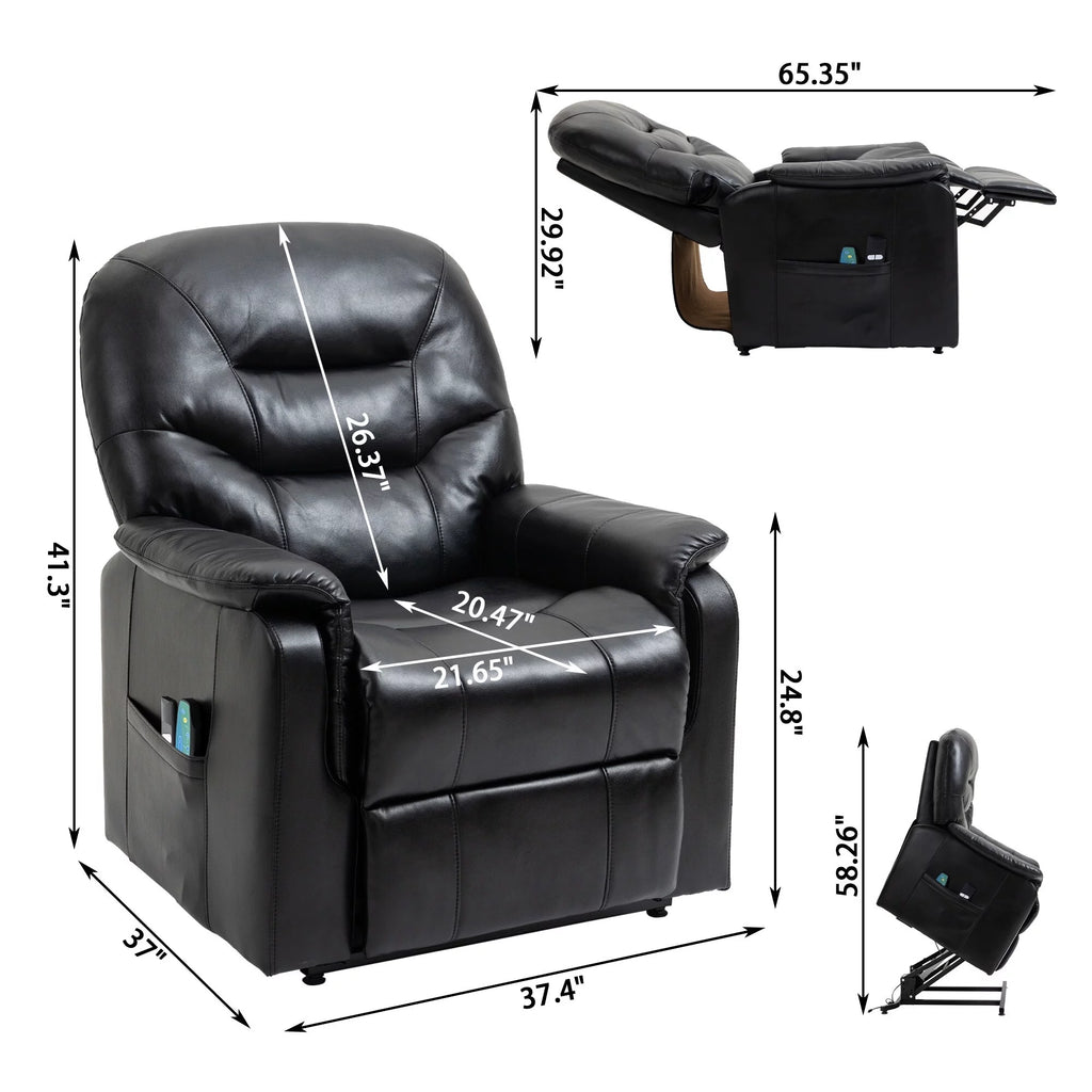 Black Faux Leather Power Lift Recliner Chair P154