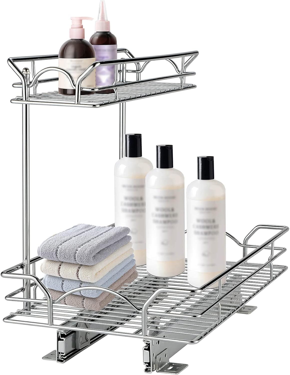2 Tier Chrome Slide Out Cabinet Organizer W4076
