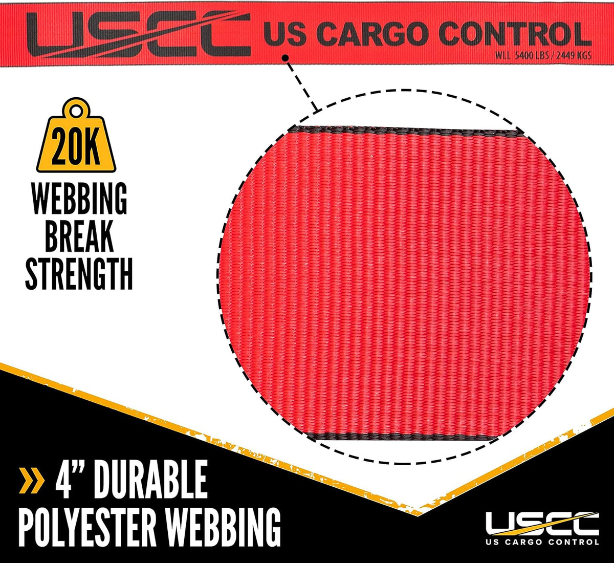 4 Inch x 30 Foot Red Winch Straps with Flat Hook 10 Pack S587