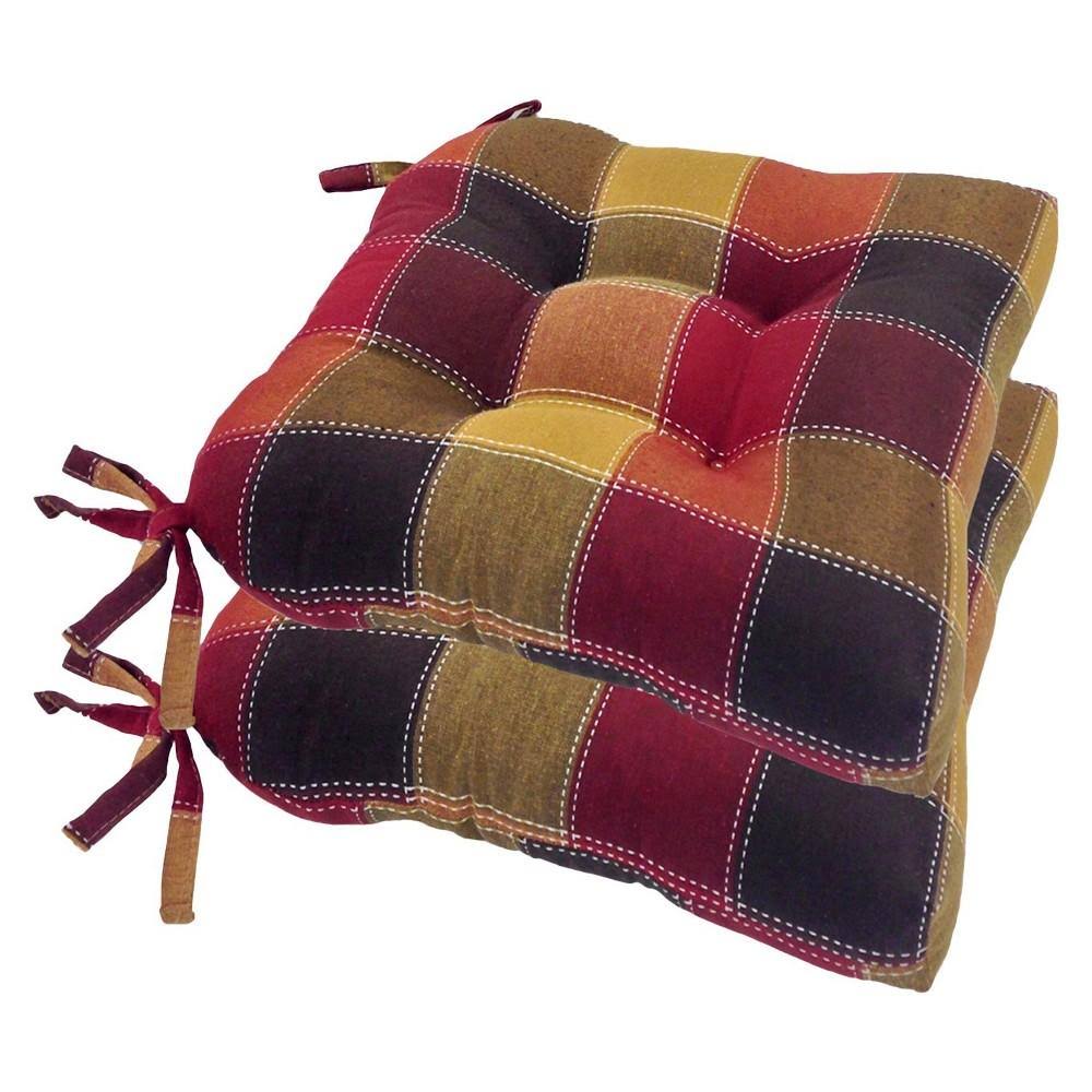 Woven Plaid Tieback Chair Pads, 4 count S3880