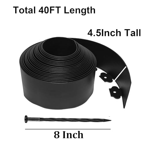 20FT Plastic No Dig Garden Edging with 25 Stakes O921876