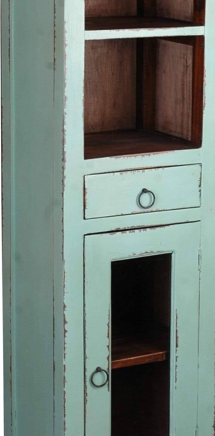 Tall Narrow Cabinet Teal Natural Raftwood A21603
