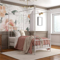 White Twin Size Metal Canopy Bed K7121