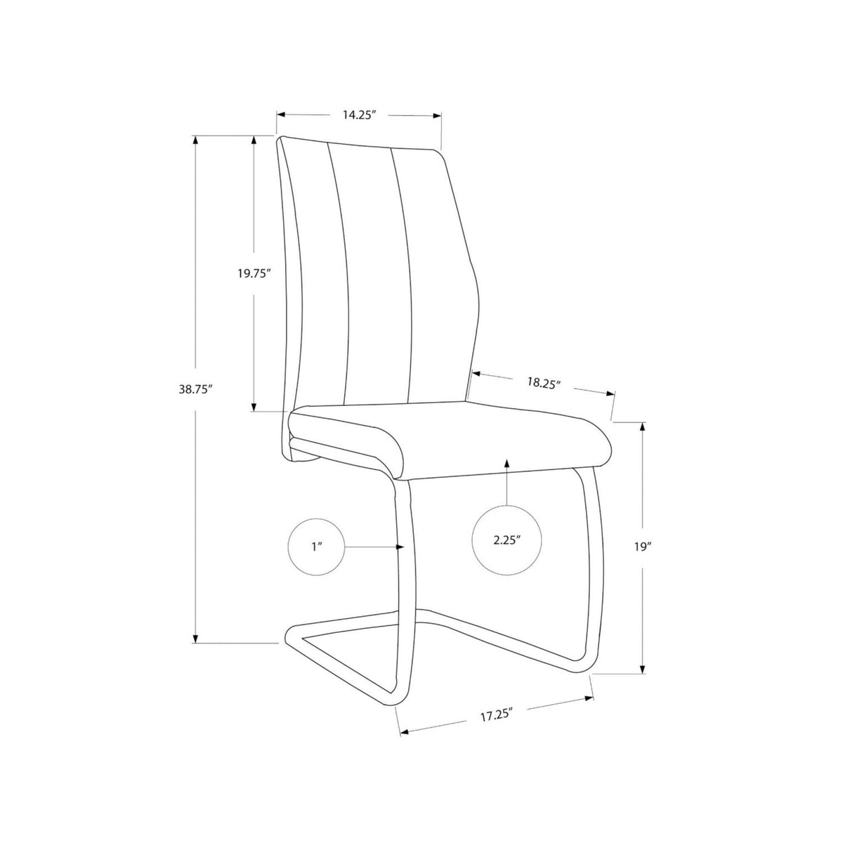 2 Piece Dining Chair Black Leather-Look Chrome Z57602