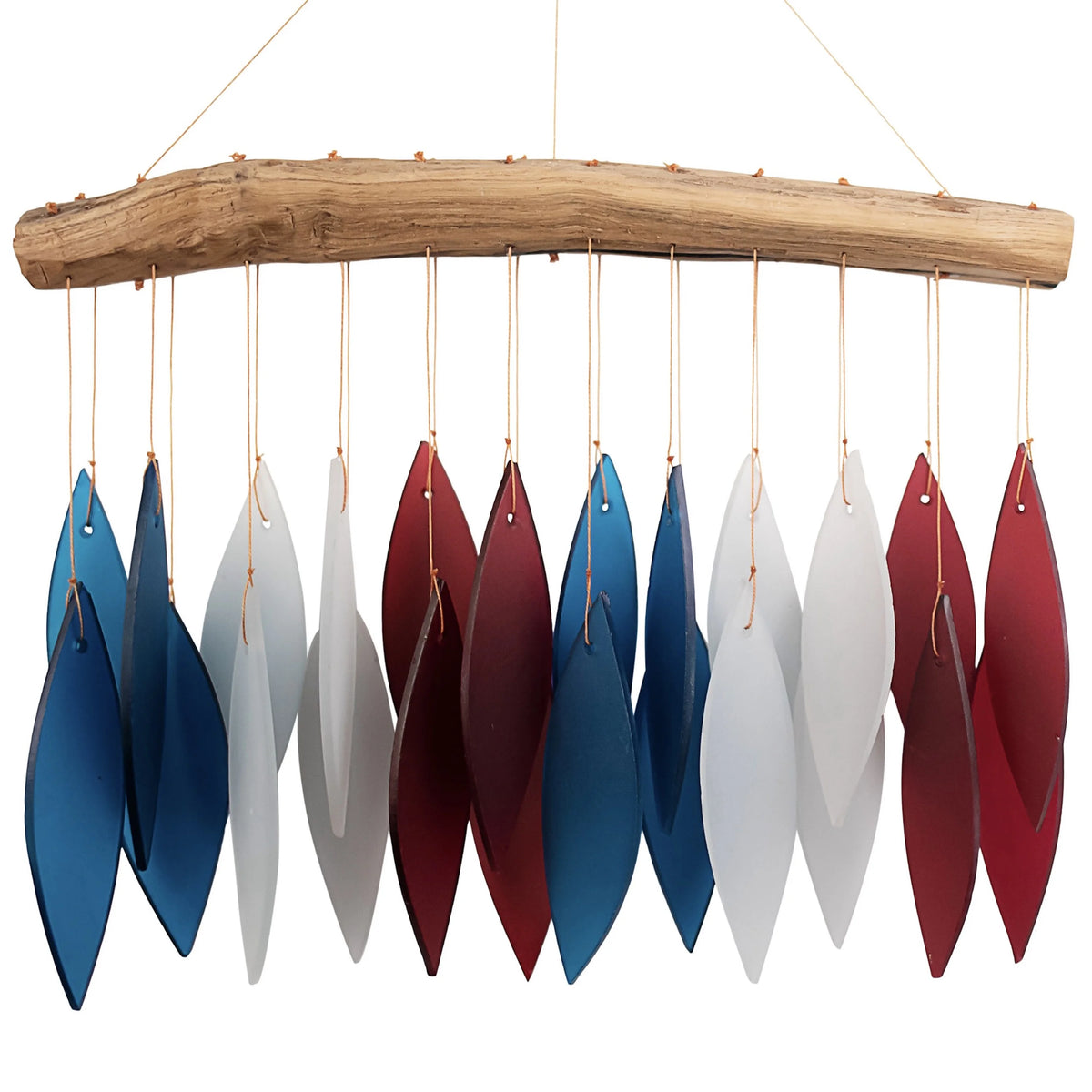 Glass Wind Chime Red White and Blue D225