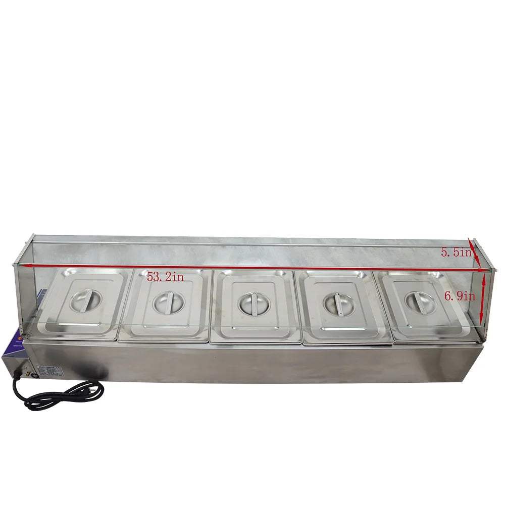 Commercial Canteen Electric Food Warmer 5 Pots Plus Deep V1703