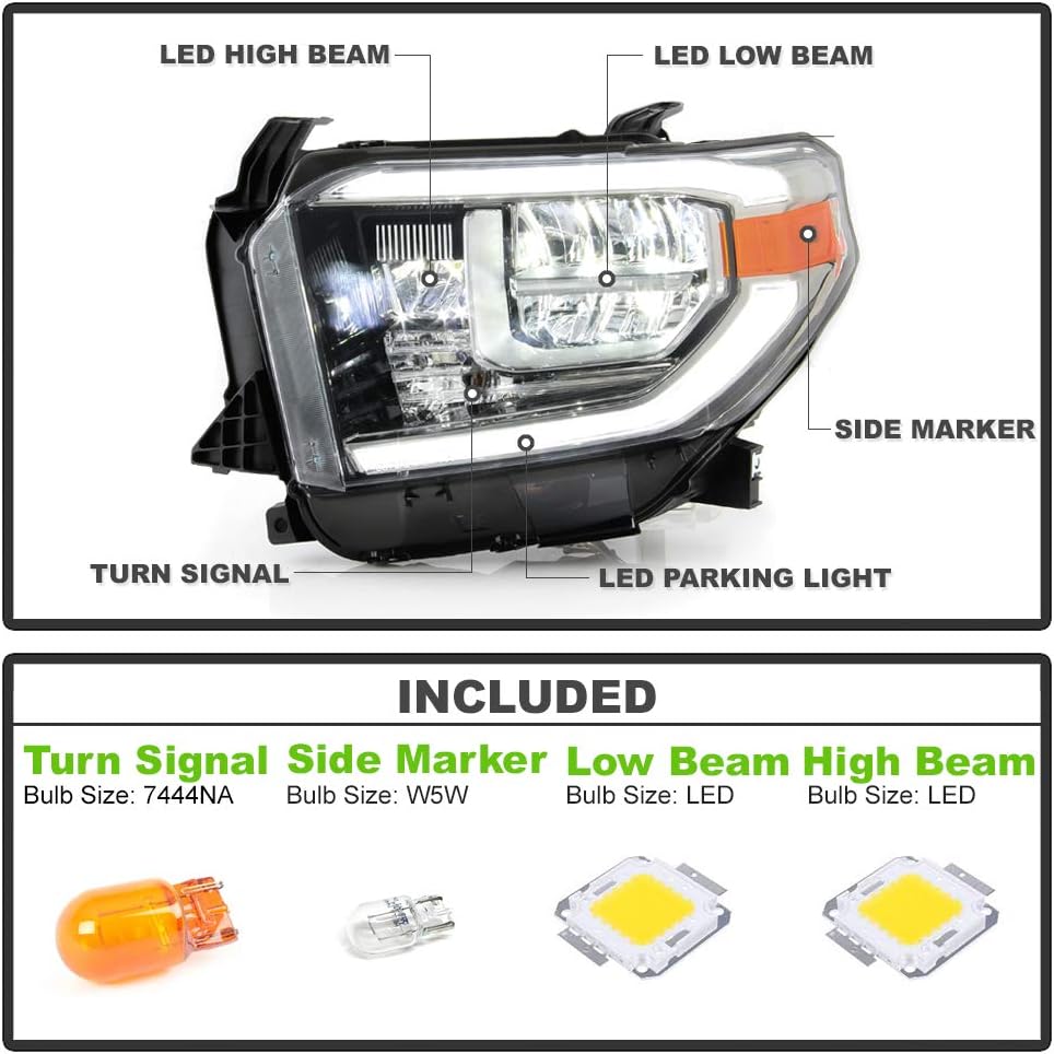 Smoked Chrome Housing LED Headlight Assembly Driver Side V67319