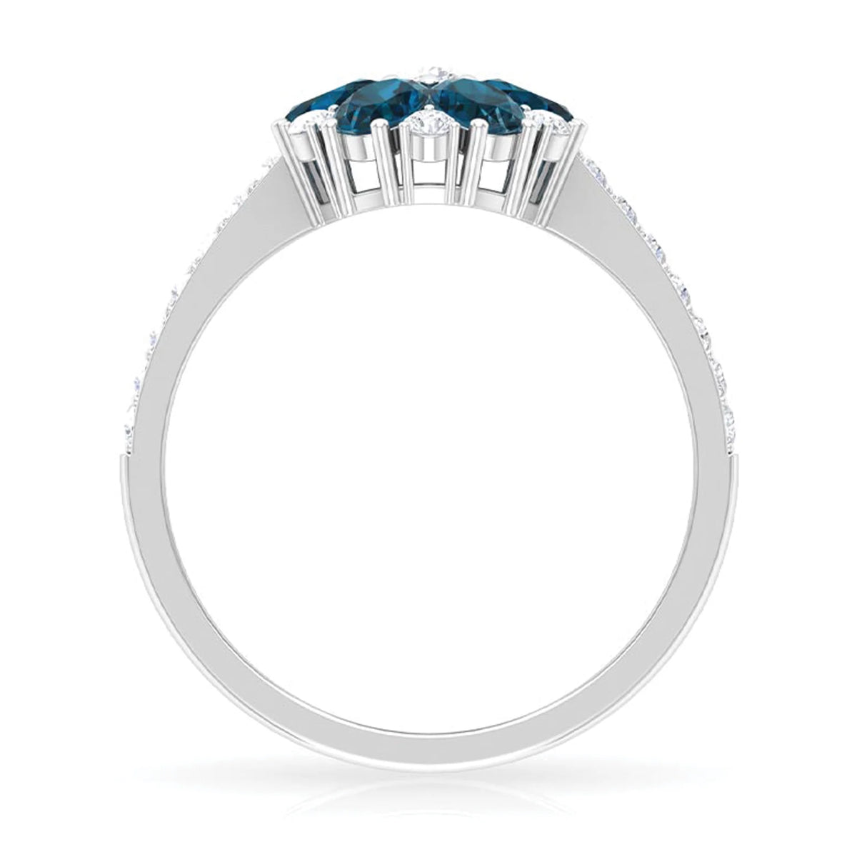 London Blue Topaz Ring with Diamond, 925 Sterling Silver P3344