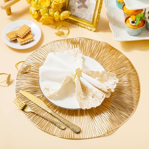100 Set Gold 15 Inch Round Placemats and Napkin Rings Z7230
