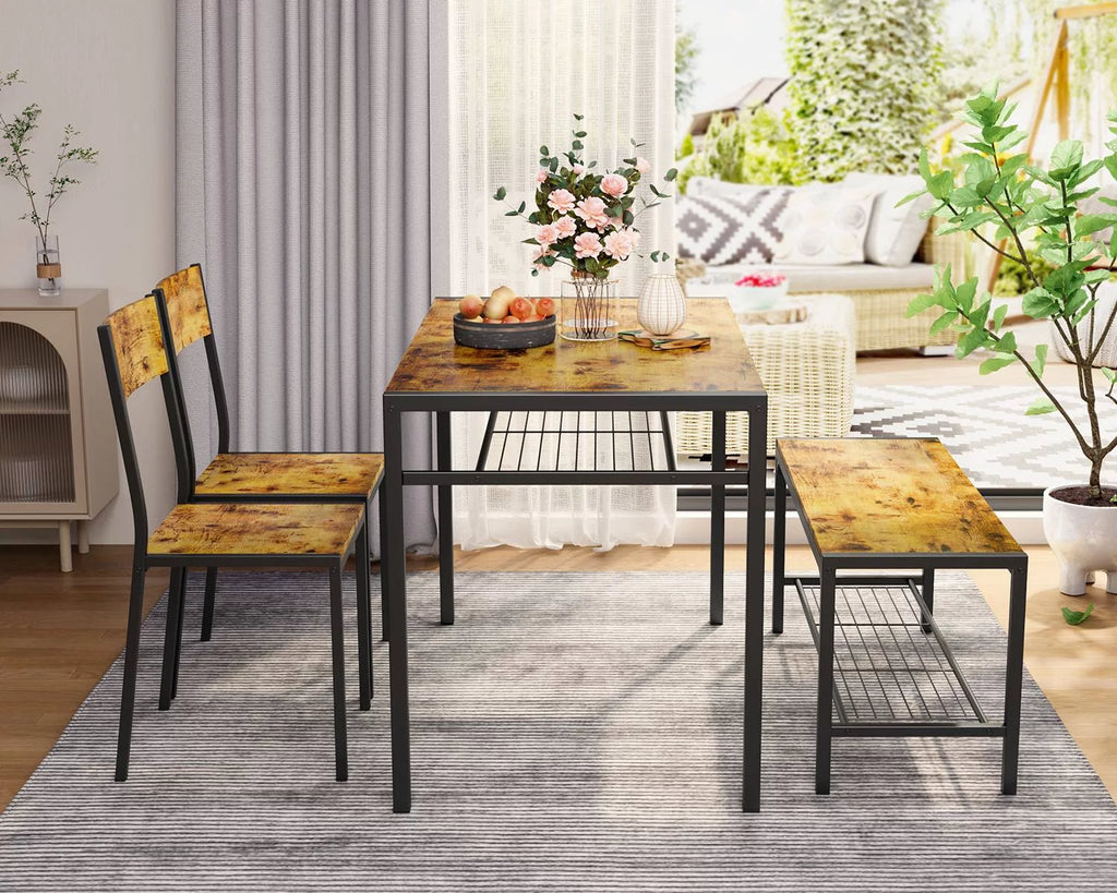4 Piece Dining Table with 2 Chairs and Bench G53881
