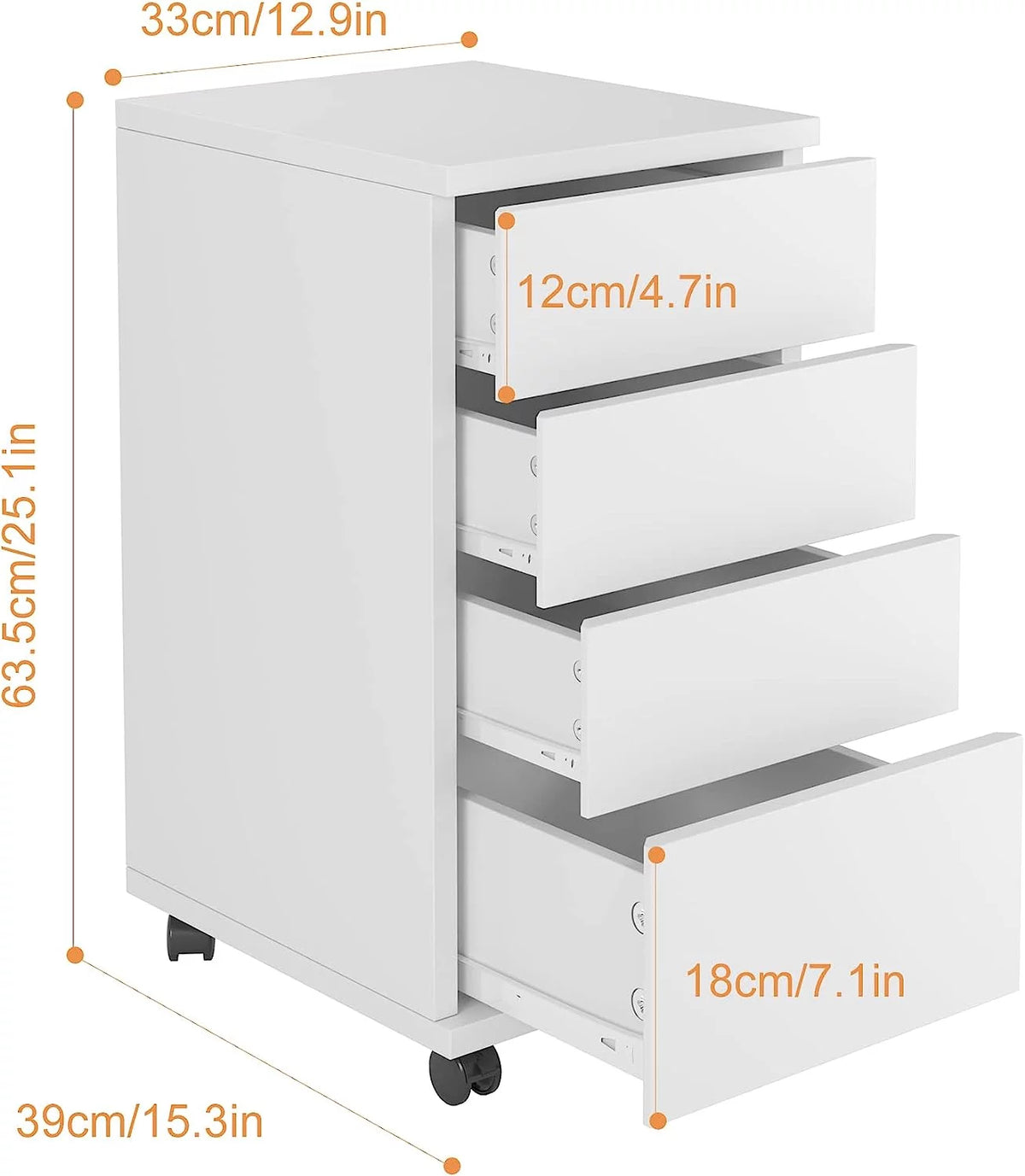 4-Drawer White Mobile File Cabinet F905233
