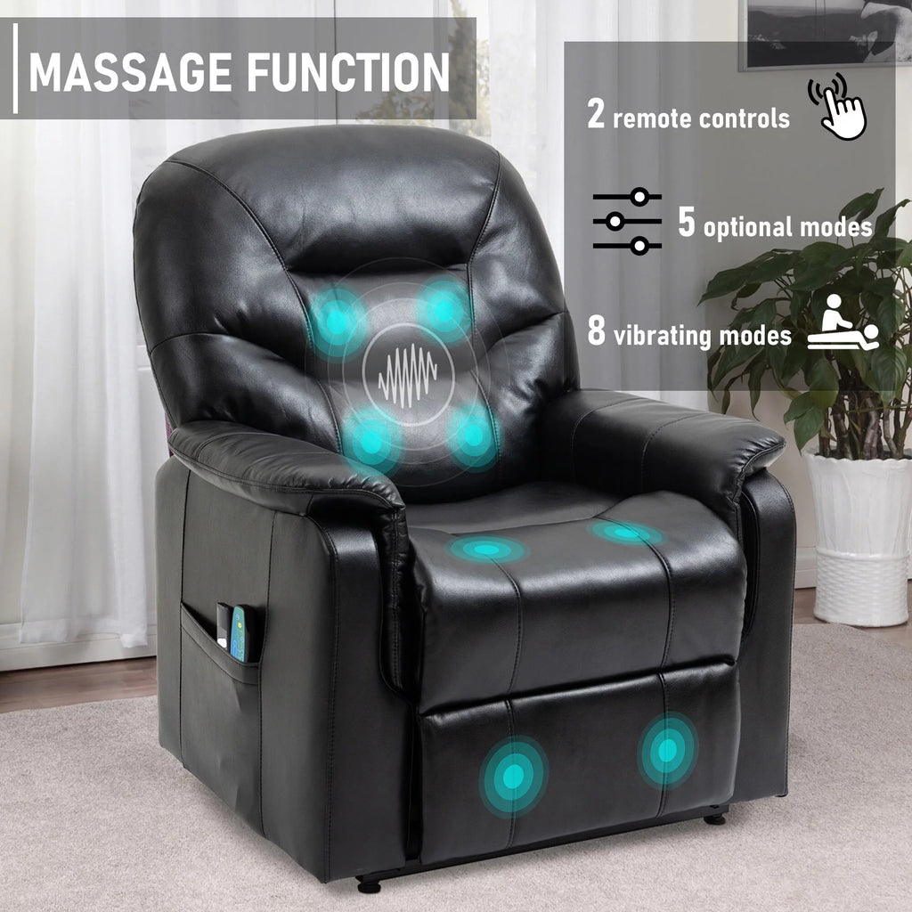 Black Faux Leather Power Lift Recliner Chair P154