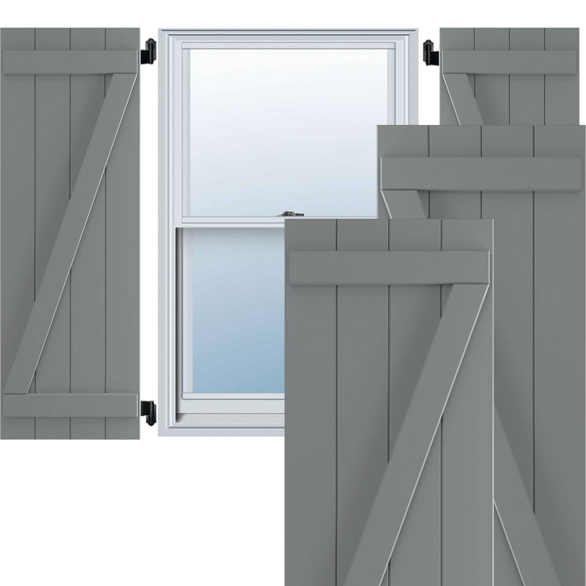 PVC Four Board Joined Board and Batten Shutters with Z-Bar, Ocean Swell, Per Pair F586321