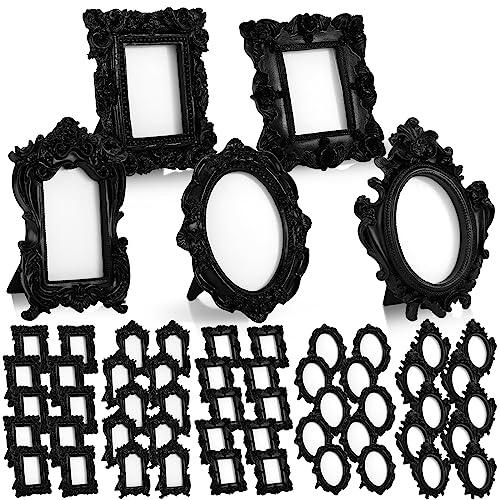 15 Pcs Mini Vintage Frames Oval Table Top Decor (Black) T276