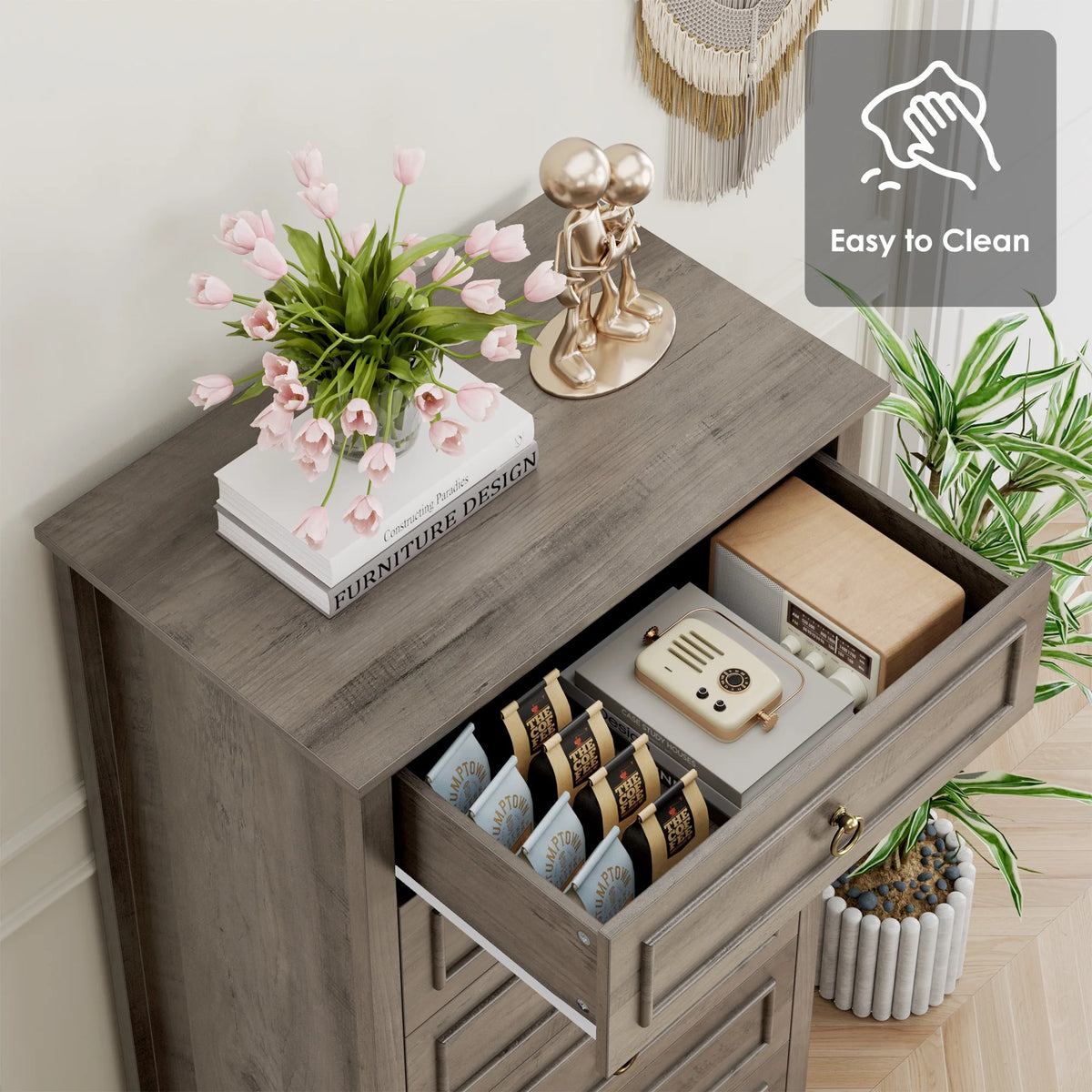 6 Drawer Tall Wood Dresser E71521